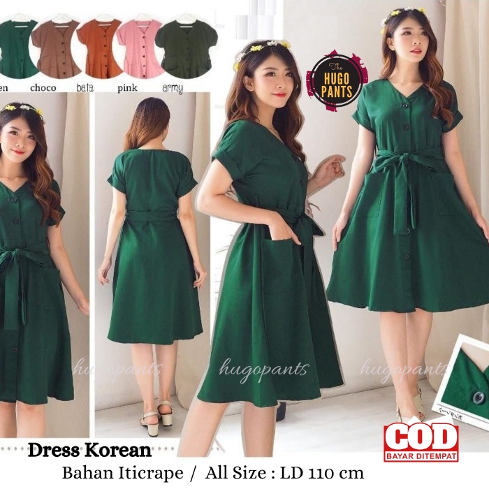 Dress Korean Style Casual Amanda Manopo Busui Full Kancing Wanita