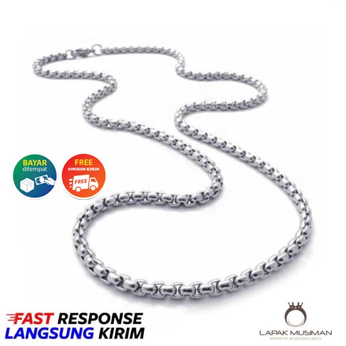 Kalung Rantai Titanium Pria Wanita Cowok Cowo Laki Laki Cewek Anti Karat Garansi Original