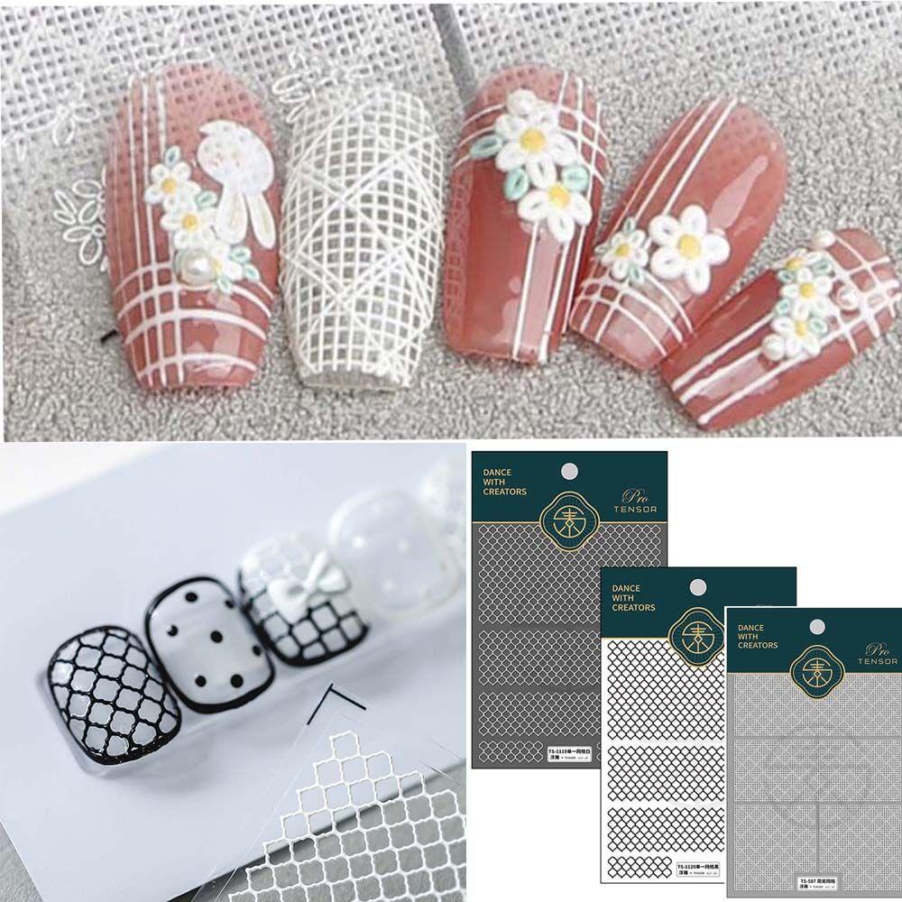 MXBEAUTY Stiker Kuku Jala Retro 5D Gaya Jepang Hitam Ultra Tipis Nail Accessiores Stiker Kuku Timbul