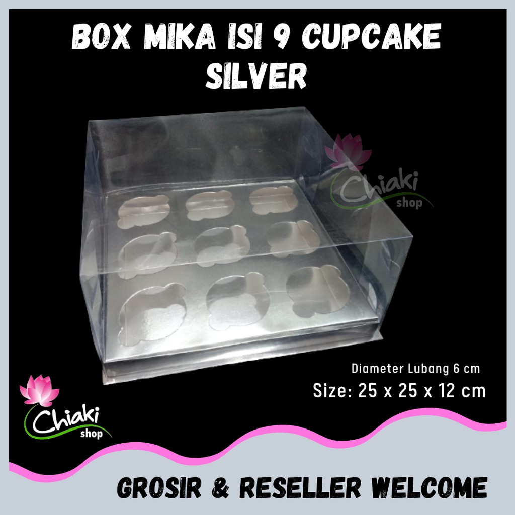 

Box Cupcake isi 9 SILVER 25x25x12 cm Kotak Mika Donat Dus Kue Kardus Emas Muffin Cake Pudding Karton