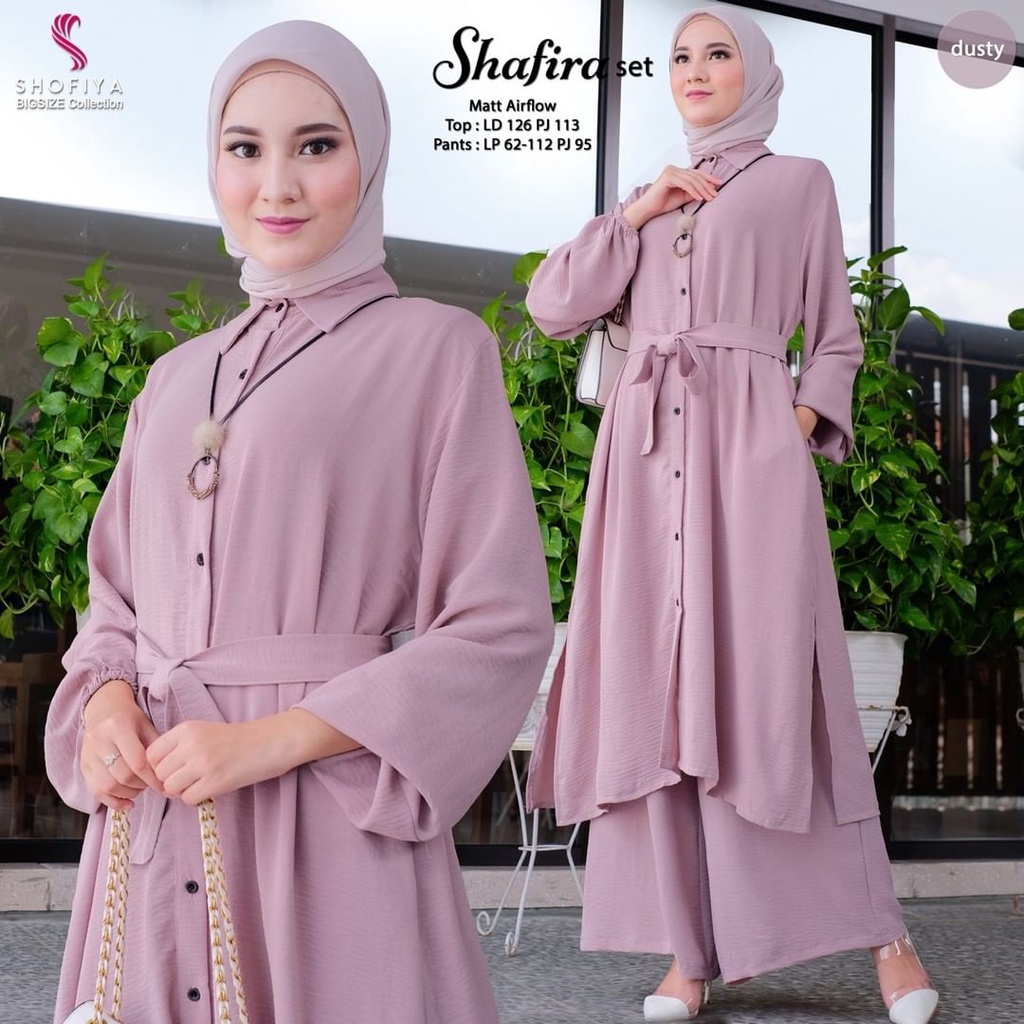 MSB 173| One Set Tunik Vintage Style Safira Daily Setalan Celana  Premium