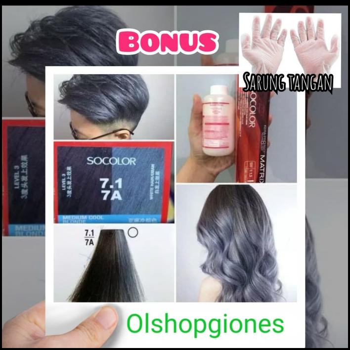 Cat Rambut Matrix Socolor 7.1 / 7.A + Oxydant Warna As Abu Abu Silver