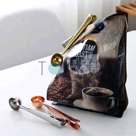 Sendok Takar Kopi / Coffee Spoon Measuring Scoop with Clip / Sendok Kopi / Sendok Teh / Tea Spoon / Penjepit Clip Bungkusan 2 in 1