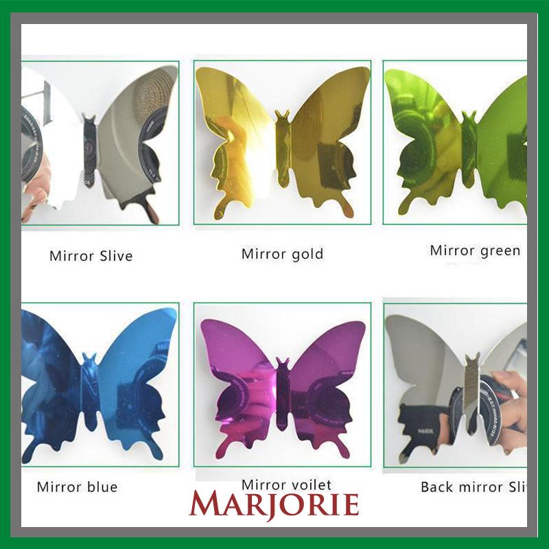 Tiga -Dimensi Pet Mirror 3D Butterfly Wall Sticker Stiker Ruang Tidur Ruang Ruang Ruang Belajar Studi-MJD