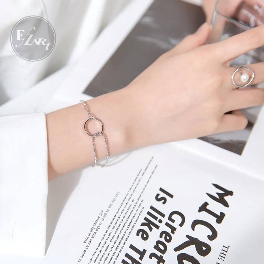 GELANG GEOMETRI ASIMETRIS CHARM LOVE / INFINITY / CIRCLE RANTAI OVAL LADA BAHAN STAINLESS STEEL ANTI KARAT