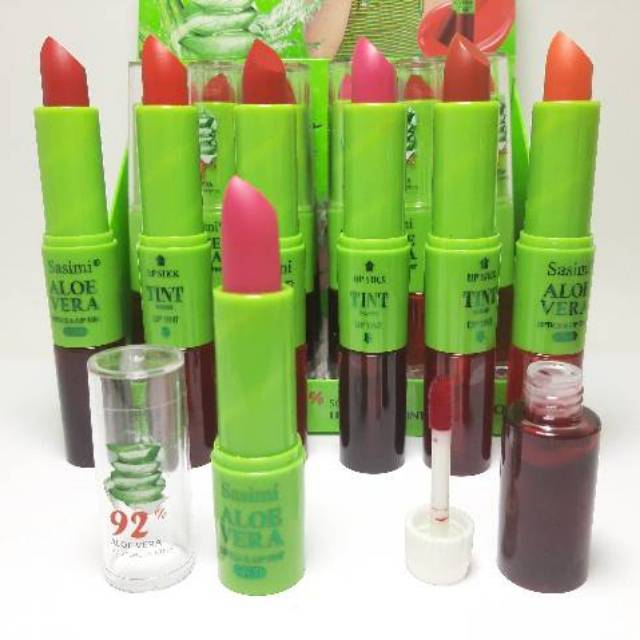 LIPSTICK &amp; LIPTINT SASIMI ALOEVERA 2IN1 HARGA 6 PCS