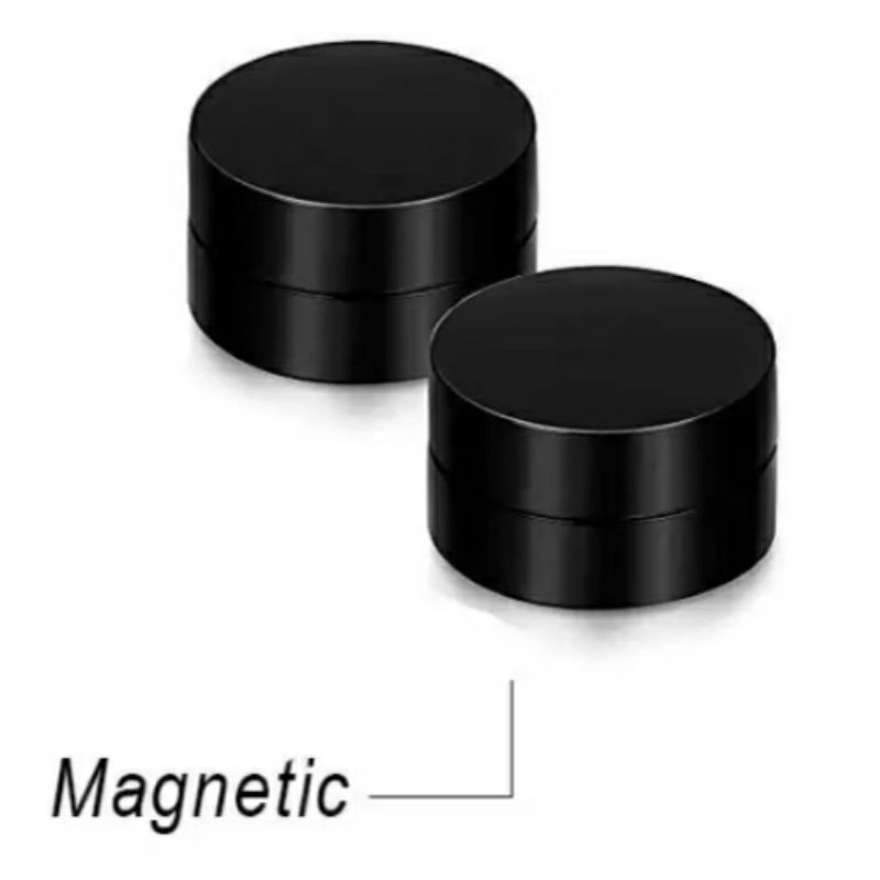 Sepasang ANTING MAGNET Bulat Warna Hitam Tanpa tindik Anting Gaya Anting Pria Wanita - MAGNETIC