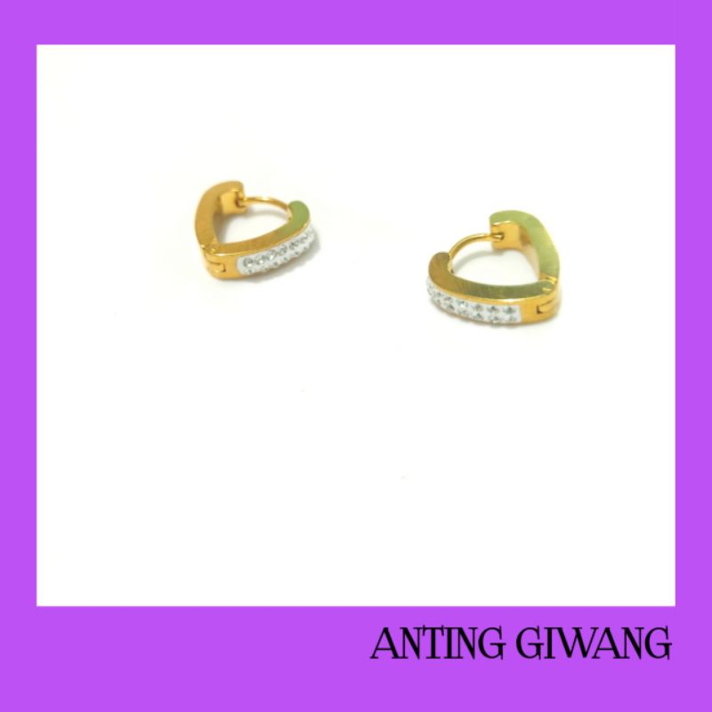 ANTING WANITA GIWANG MODEL LOVE BAHAN TITANIUM ANTI KARAT