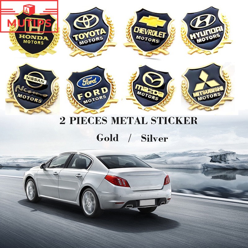 2pcs Stiker Logo Mitsubishi Toyota Honda Ford 3D Bahan Metal