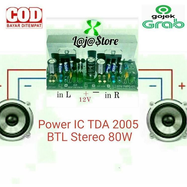 Jual Kit Amplifier IC TDA 2005 BTL STEREO 80 Watt + HEATSINK P64Q