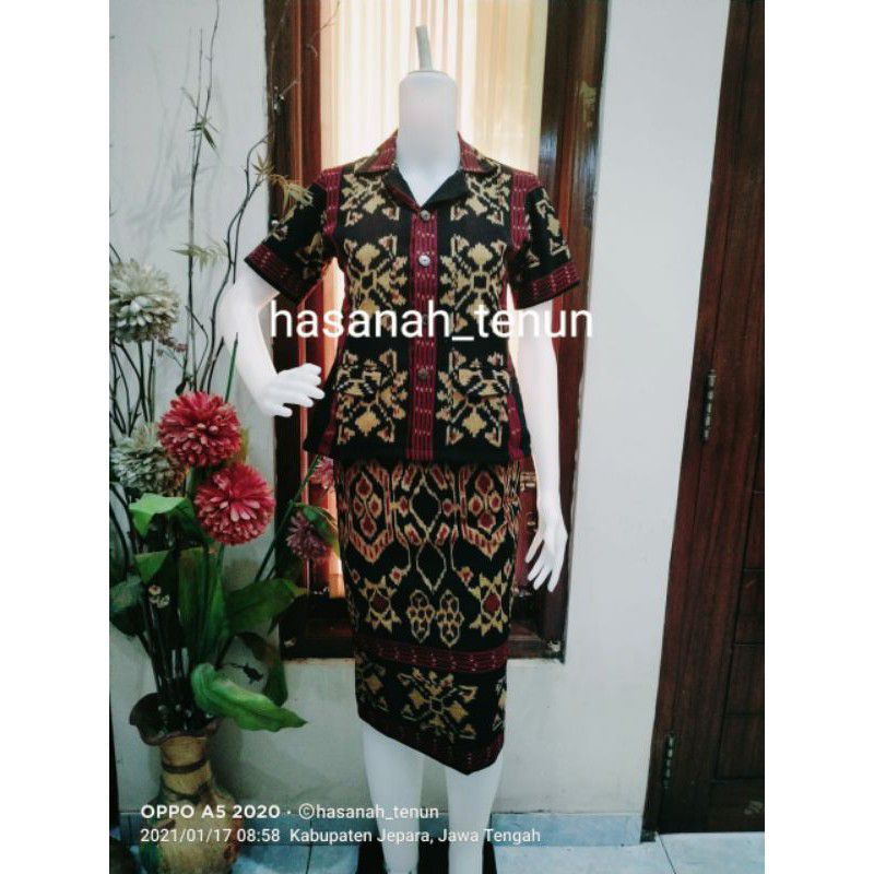 setelan etnik rok pendek span dan atasan etnik