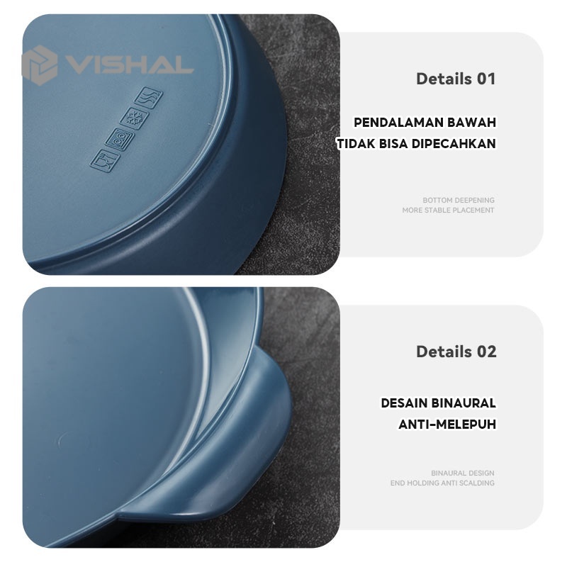 VISHAL Round Plate Piring Saji Piring Saji Cantik dengan Gagang Tahan Panas VS-84