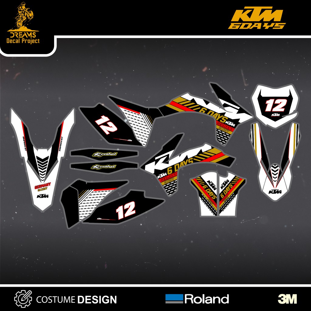 Decal KTM 250 SIX DAYS Hitam Putih