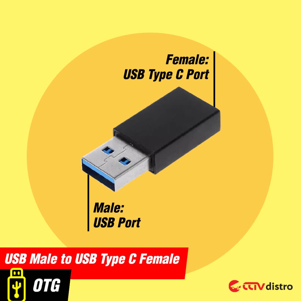 OTG USB Male To Type C Female Converter Mini Plug Adapter Connector Bahan Metal Garansi 1 Bulan