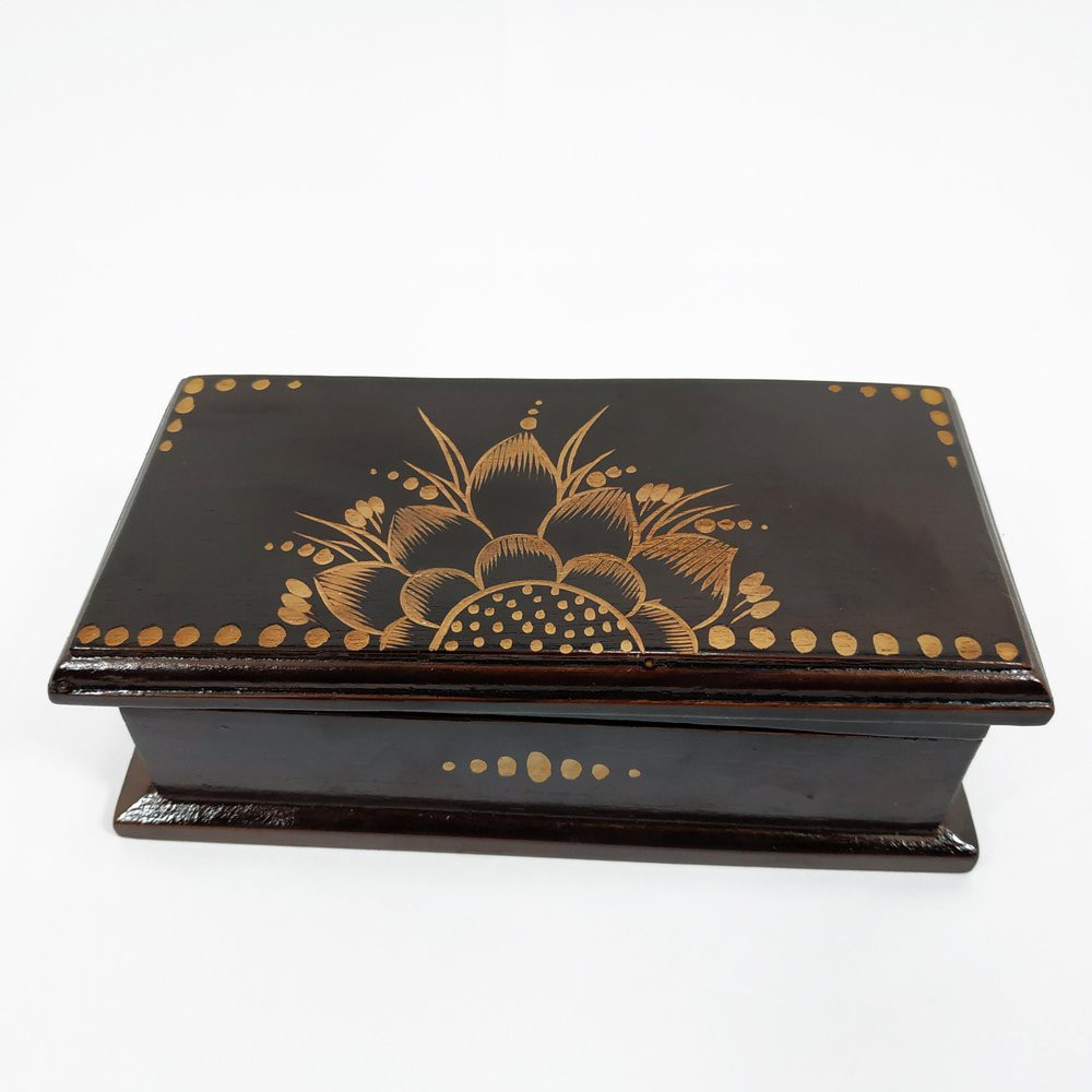 Kotak Box Kayu Jati Ukir Cukit Tempat Penyimpanan Perhiasan Pernak Pernik Pusaka Antik