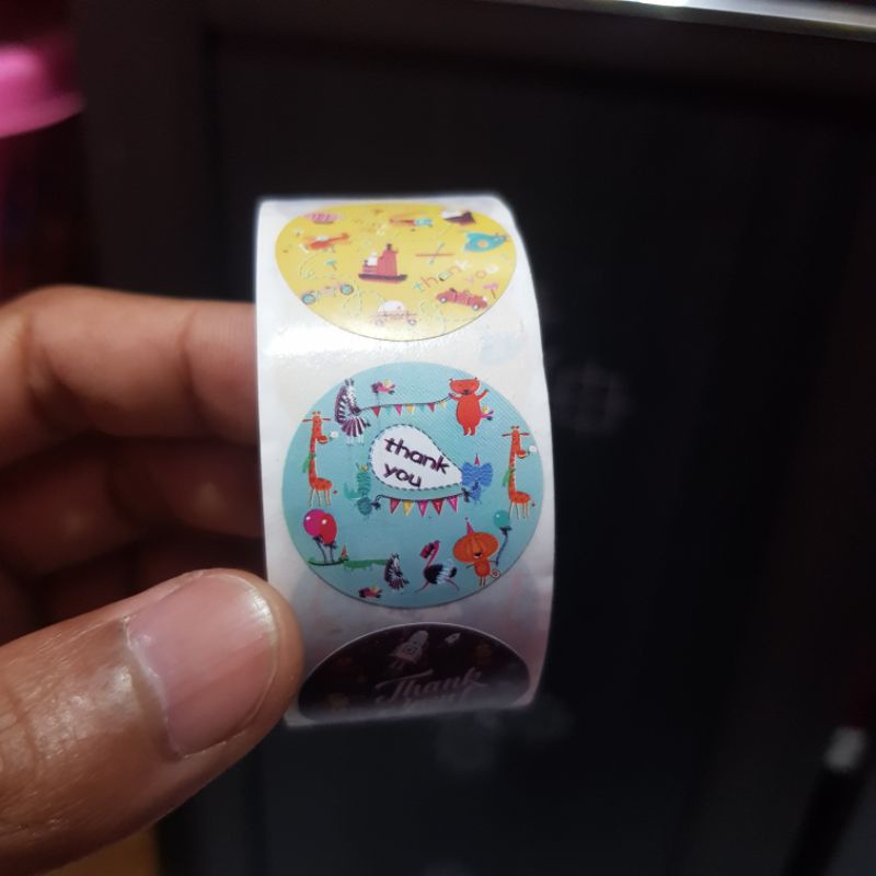 STICKER THANK YOU ||  STIKER TERIMA KASIH || 500 PCS / 1 ROLL || STICKER LABEL MURAH ||-E