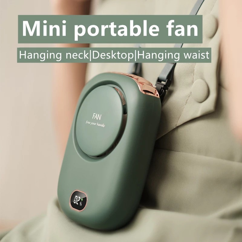 CORN Kipas Angin Mini Premium / Portable Hanging Neck Fan / Kipas Powerbank Gantung Leher 2000mAh Battery USB Rechargeable Low Noise Mini Fan