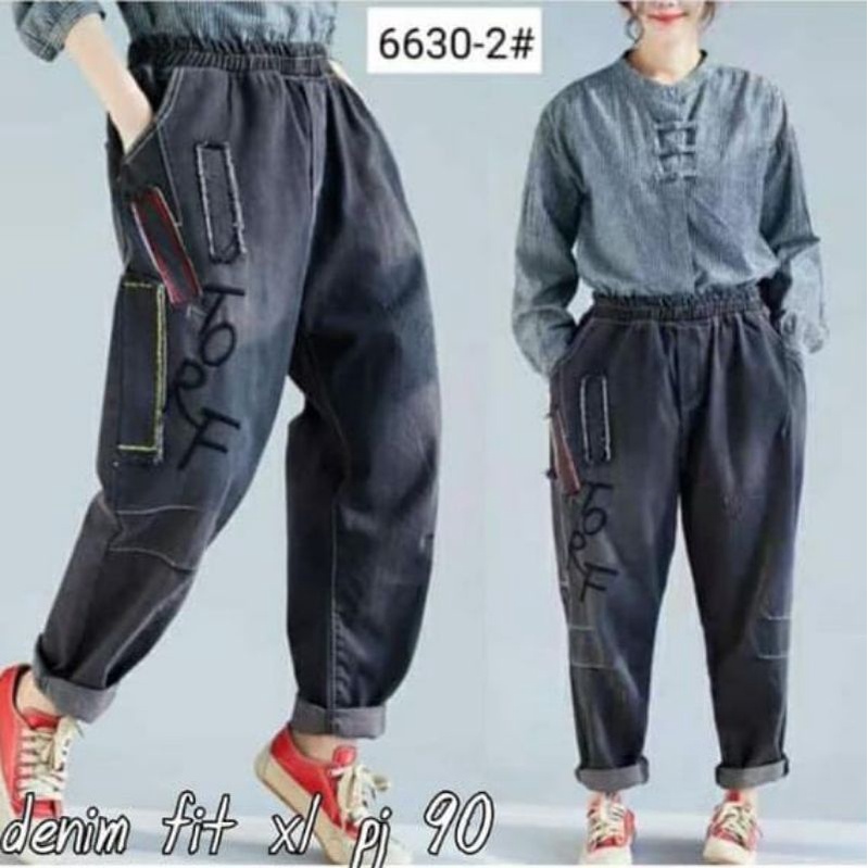 Celana Panjang Baggy Jeans Wanita Jogger Pants Korean Style