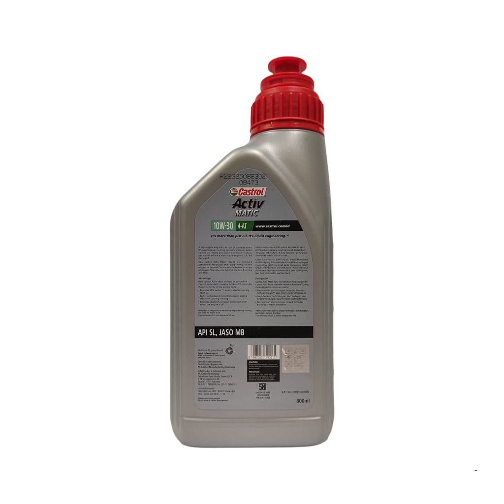 OLI MESIN SCOOTER CASTROL ACTIV MATIC 800ML 10W30 ASLI CASTROL 100%