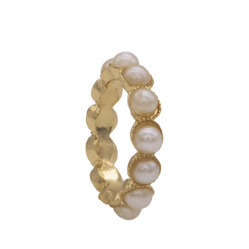 Aksesoris fashion wanita versi Korea dari temperamen sederhana manis dan serbaguna cincin mutiara berkualitas tinggi hadiah pasangan pacar ring