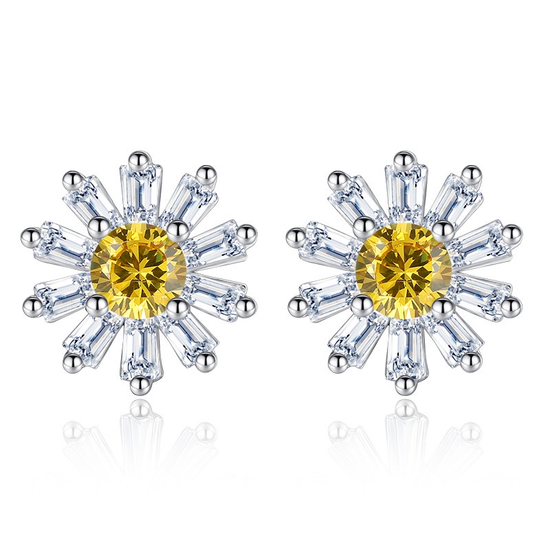 Anting Perak 925 Wanita Bunga Daisy Fashion Perhiasan/Subang Telinga anting perempuan