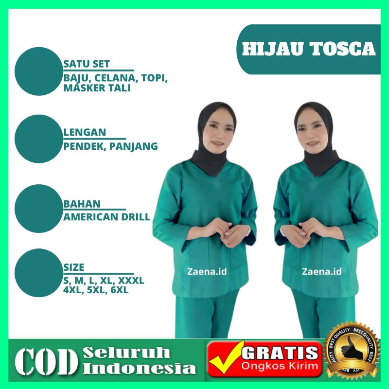 [HIJAU TOSCA] Baju Ok | Baju Jaga | Baju Perawat Ok | Baju Dinas Perawat | Baju Operasi | Scrub