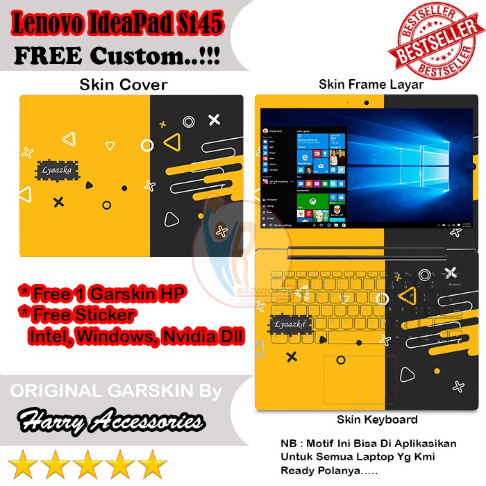 Original Garskin Laptop Full Body Lenovo IdeaPad S145 14inch Motif Crime Bisa Custom Gambar Kamu