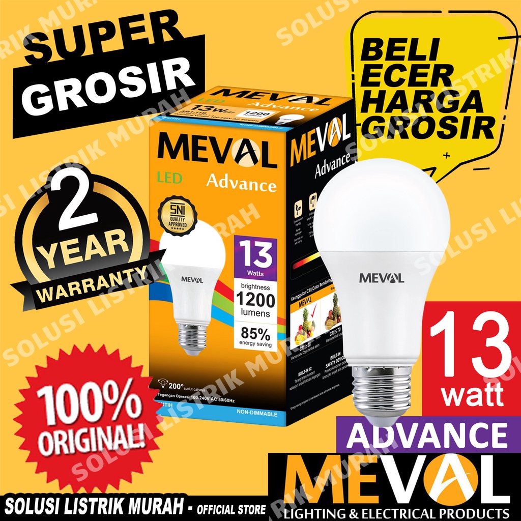 Meval Lampu LED Bulb Advance 13W - Putih