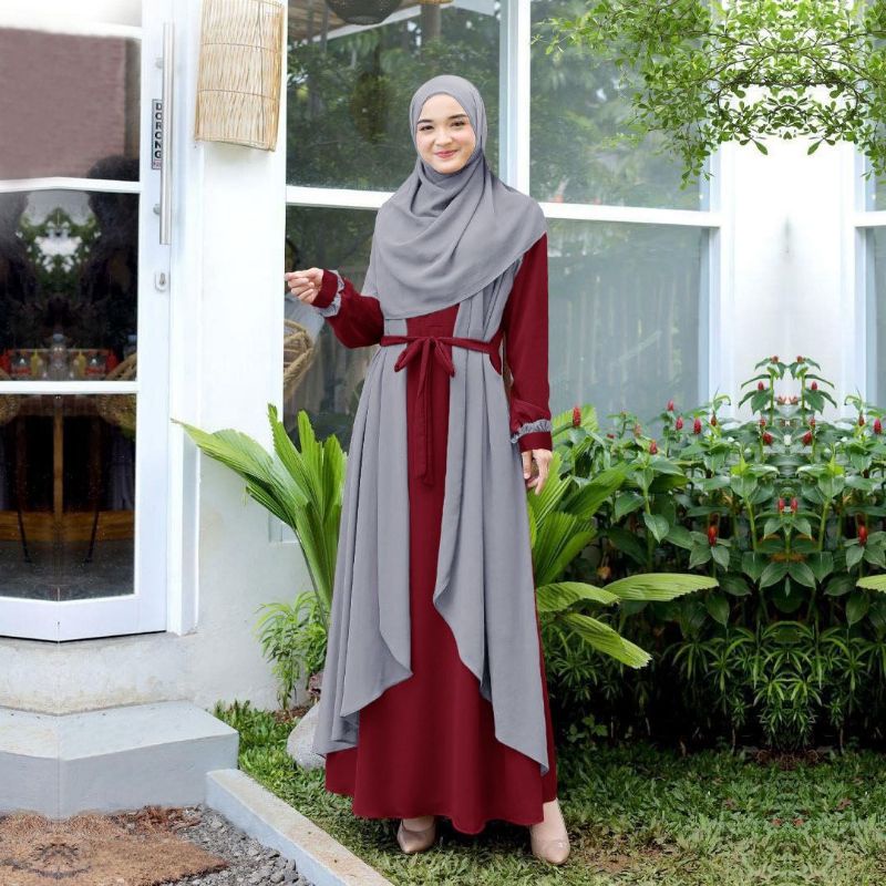 SYARI 2IN1 ABIAN, MOSCREPE, GAMIS HIJAB MUSLIM, MAXY DRESS