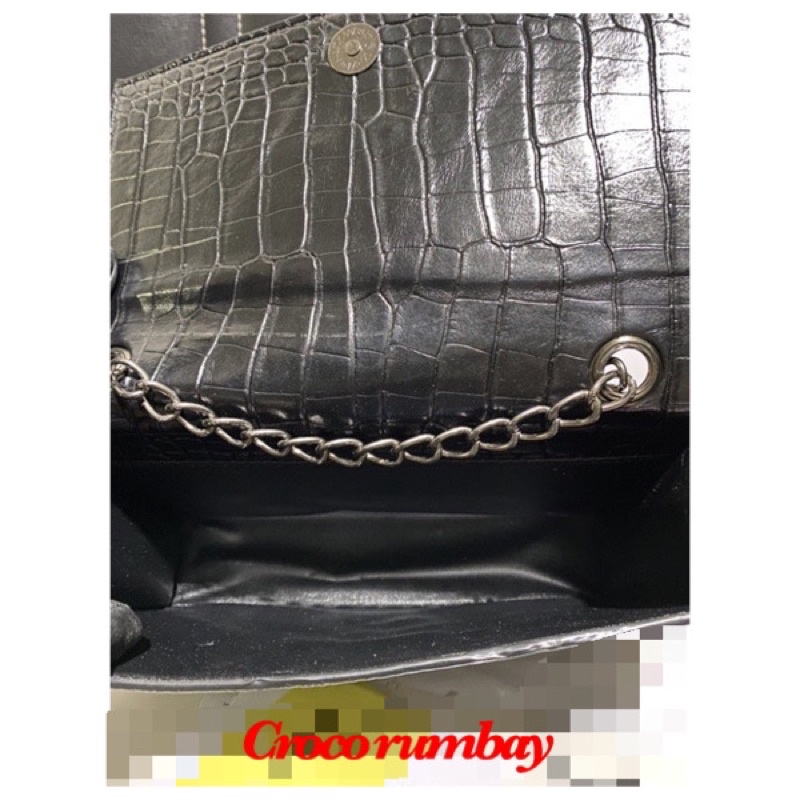 TAS SELEMPANG WANITA CROCO RUMBAY HITAM FREE BOX DAN PAPERBAG