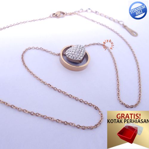 Lovelybutik - Kalung Titanium Anti Karat Selamanya Lisa New Kalung Wanita Titanium Ukuran 45 cm BONUS KOTAK PERHIASAN