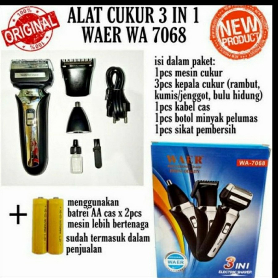 Promo Terbaru!!! Alat Cukur Wear  WA-7068 Rambut / Jenggot / Kumis  Dengan Mata Pisau Lengkap Dan Berkualitas Terbaik