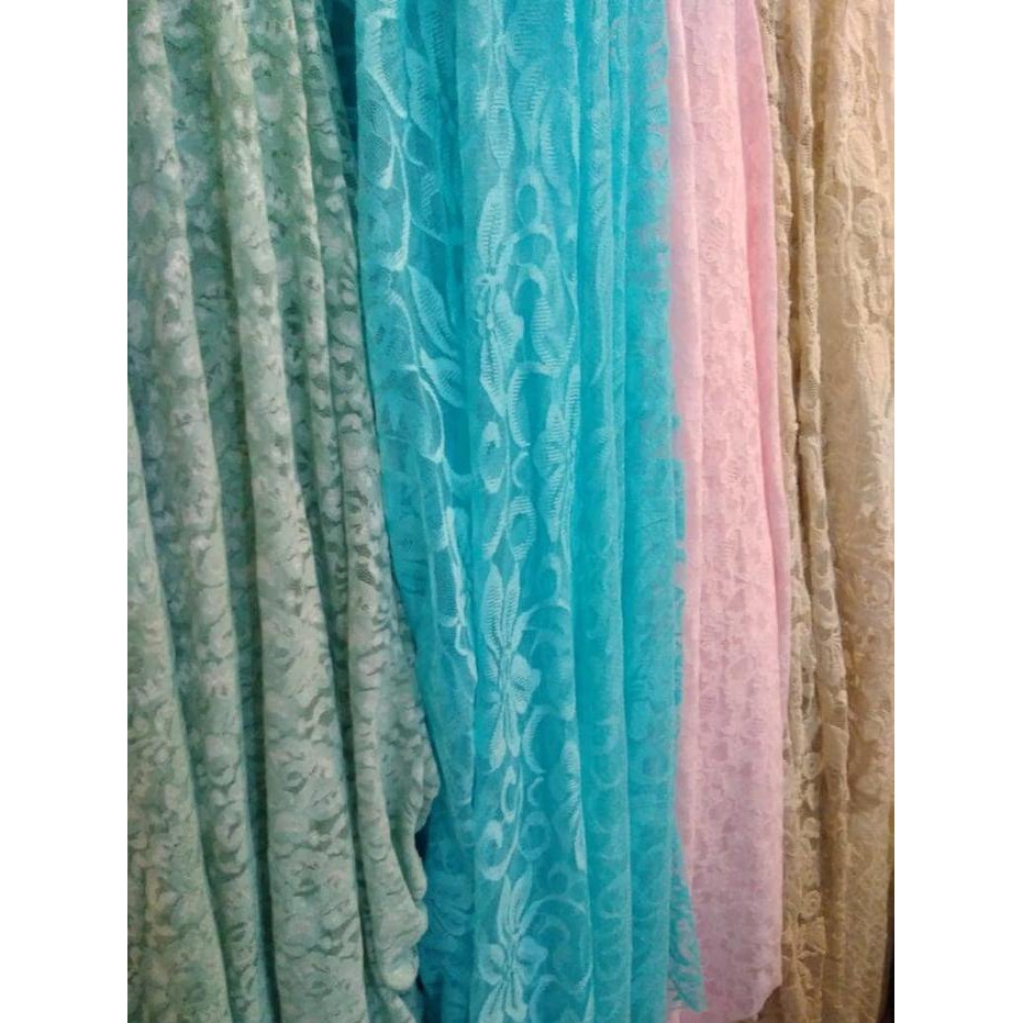 Kain-Bahan Brukat Stretch/Brokat Lace - Putih Best Quality