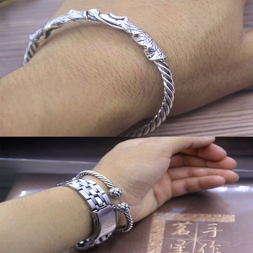 925 perak sterling gelang teratai antik gelang fashion perhiasan/Vintage lotus bracelet fashion jewellery men