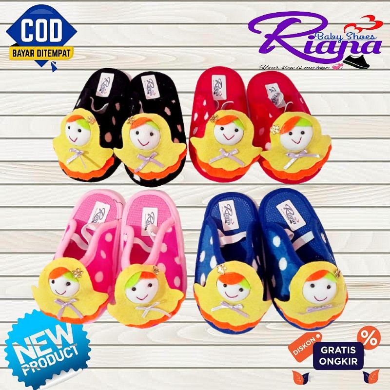 Sandal Slop bayi polkadot motif Hijab usia 6-18 Bulan