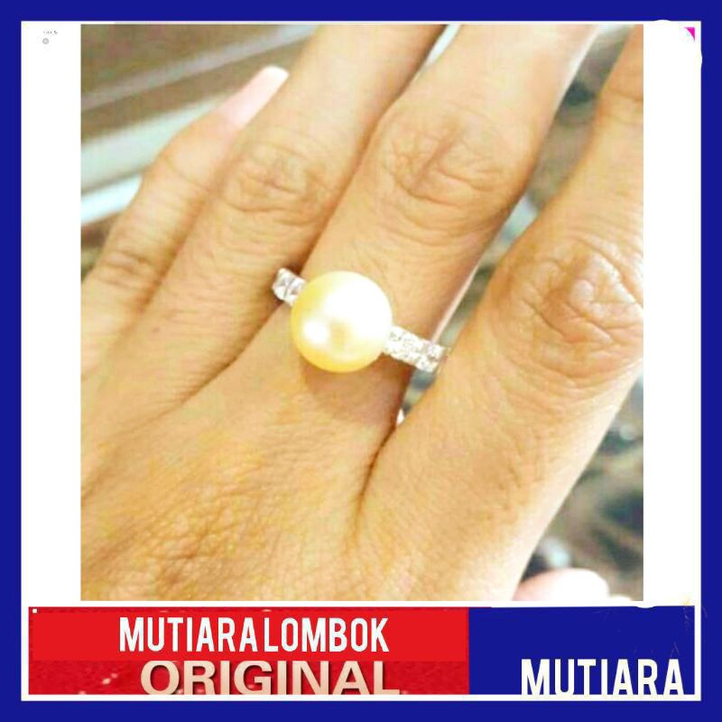 cincin mutiara air laut mutiara lombok asli cincin perak mutiara laut gold perhiasan cincin mutiara