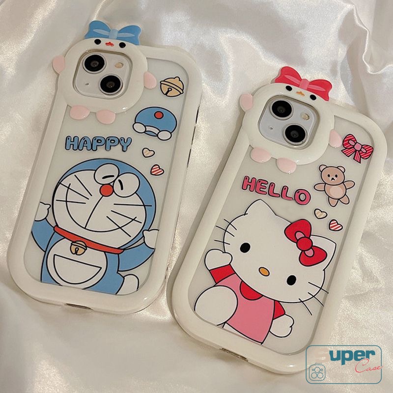 Soft Case Bumper Motif Kartun Hello Kitty 3D Untuk iPhone 6 6S 7 8 14 Plus 11 13 12 14 Pro MAX XR X XS MAX SE