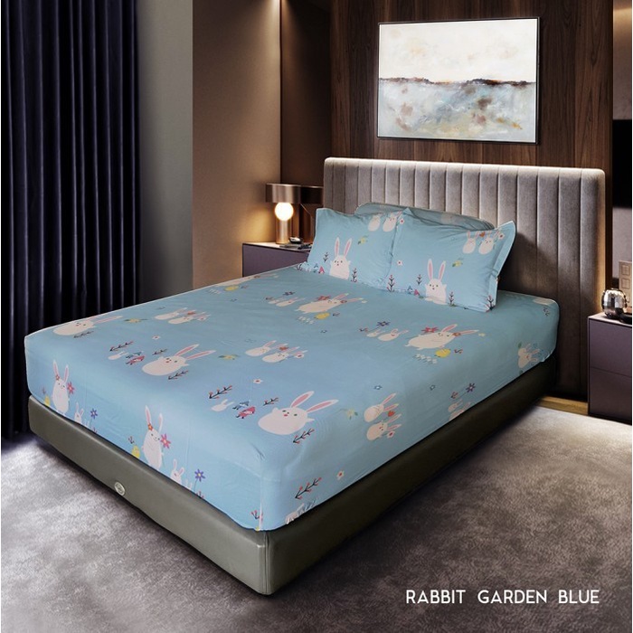 Celina by King Rabbit 100% Cotton Silk Sprei 160x200 cm - Rabbit Blue