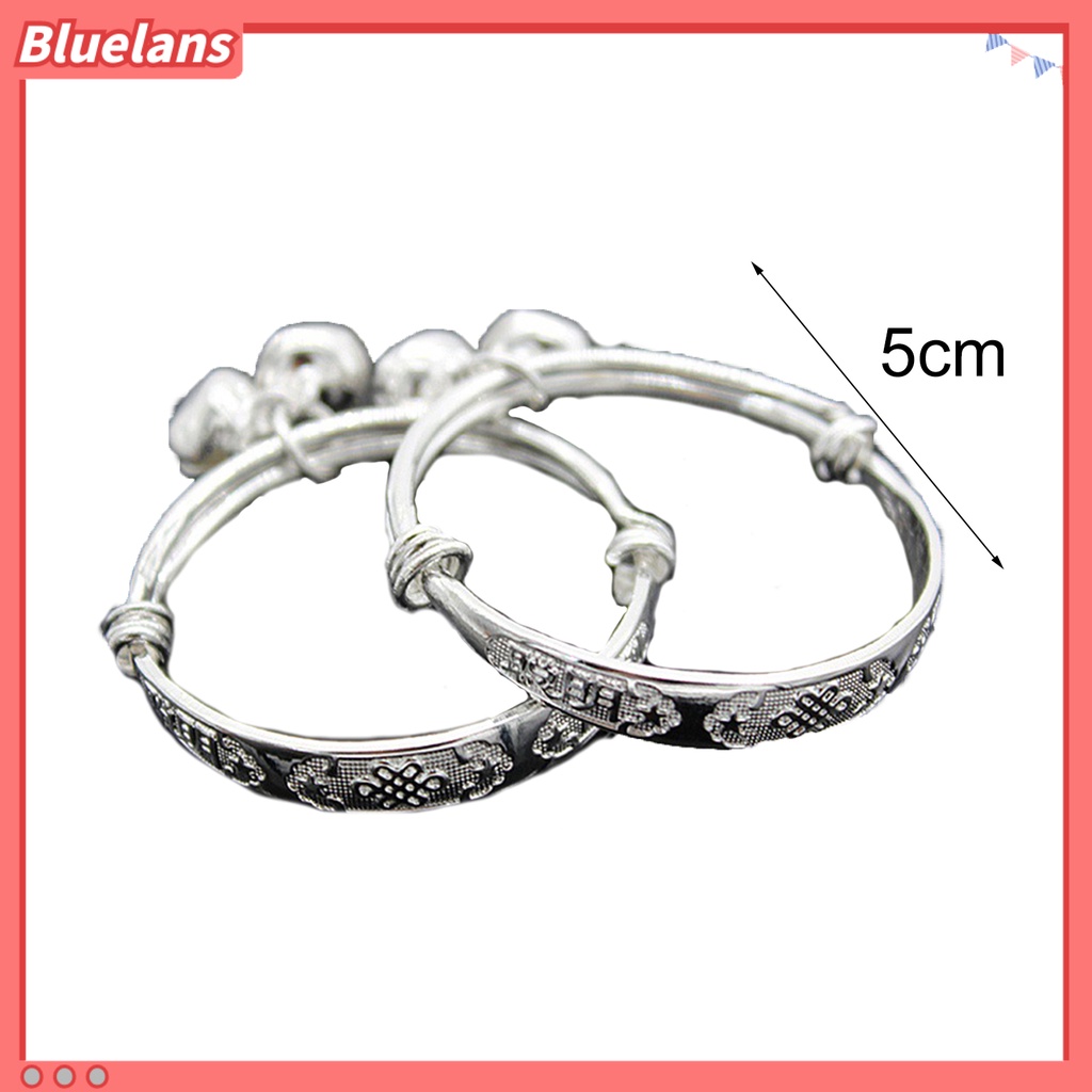 Bluelans Bracelet Embossing Design Adjustable Jewelry Bell Pendant Baby Bangle for Toddler