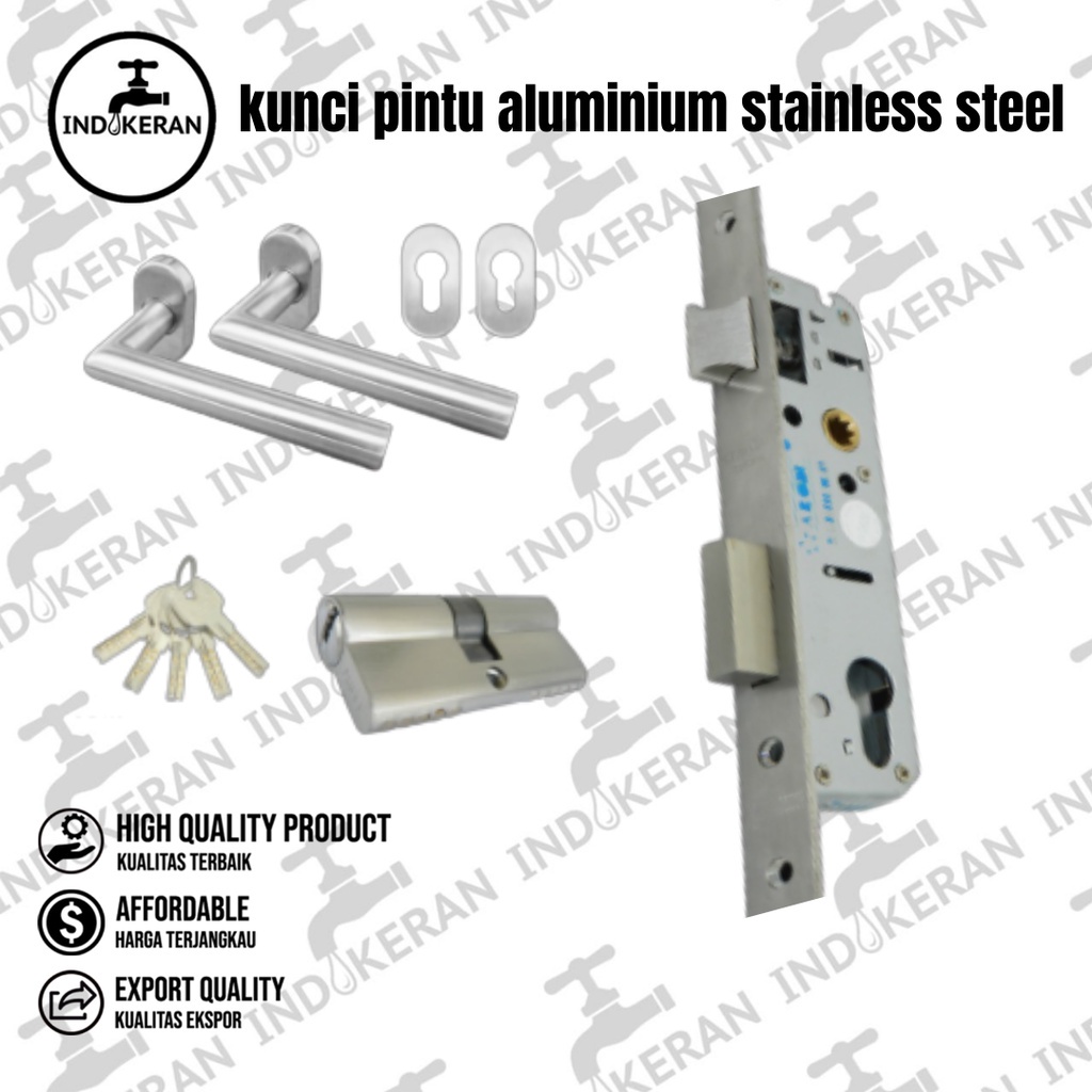 INDOKERAN - Kunci Pintu Aluminium 5 Anak Kunci Stainless Steel - Full Set