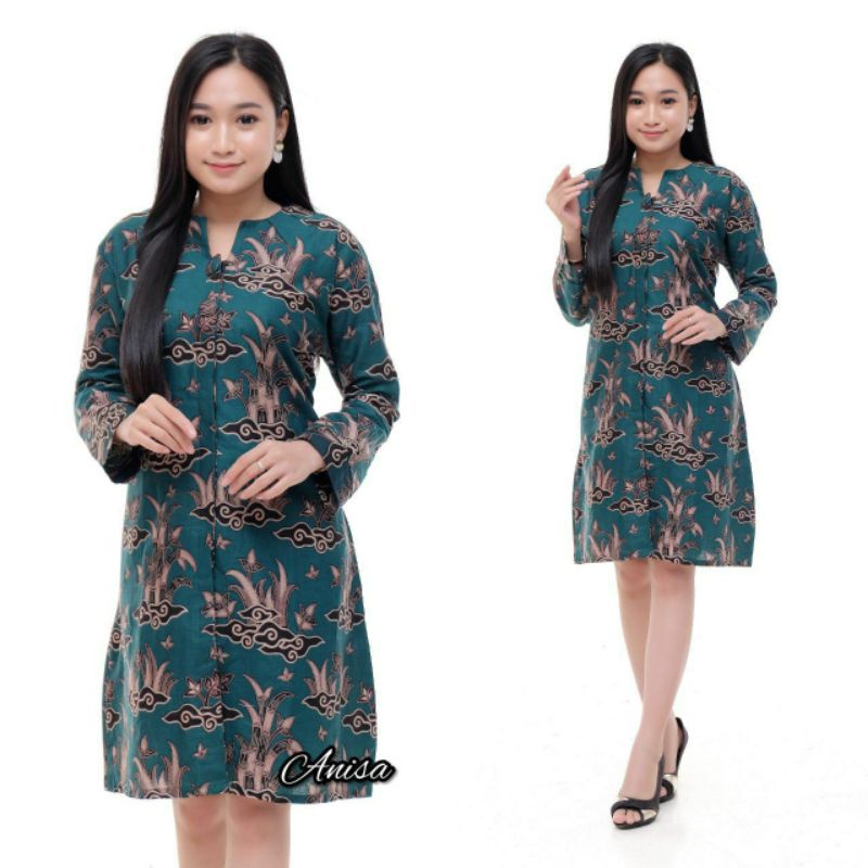 MURSYID OFFICIAL | Batik Couple Seragam | Batik Couple Modern | Baju Batik Couple | Batik Tunik Couple | Batik Couple Panjang M L XL XXL JUMBO Emhabatik-TUNIK KANCING 06