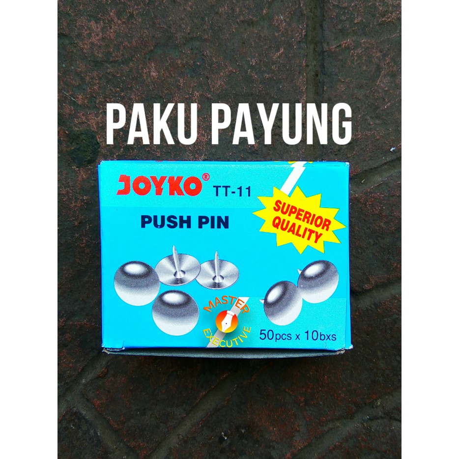 [Pak - 50 Buah] Joyko Push Pin TT-11 / Paku Payung / Thumb Tack 10 bxs x 50 pcs 9.5 mm