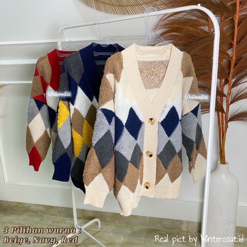 Kardigan rajut wanita import korea Anna knitted cardigan woman winter musim dingin tebal hangat