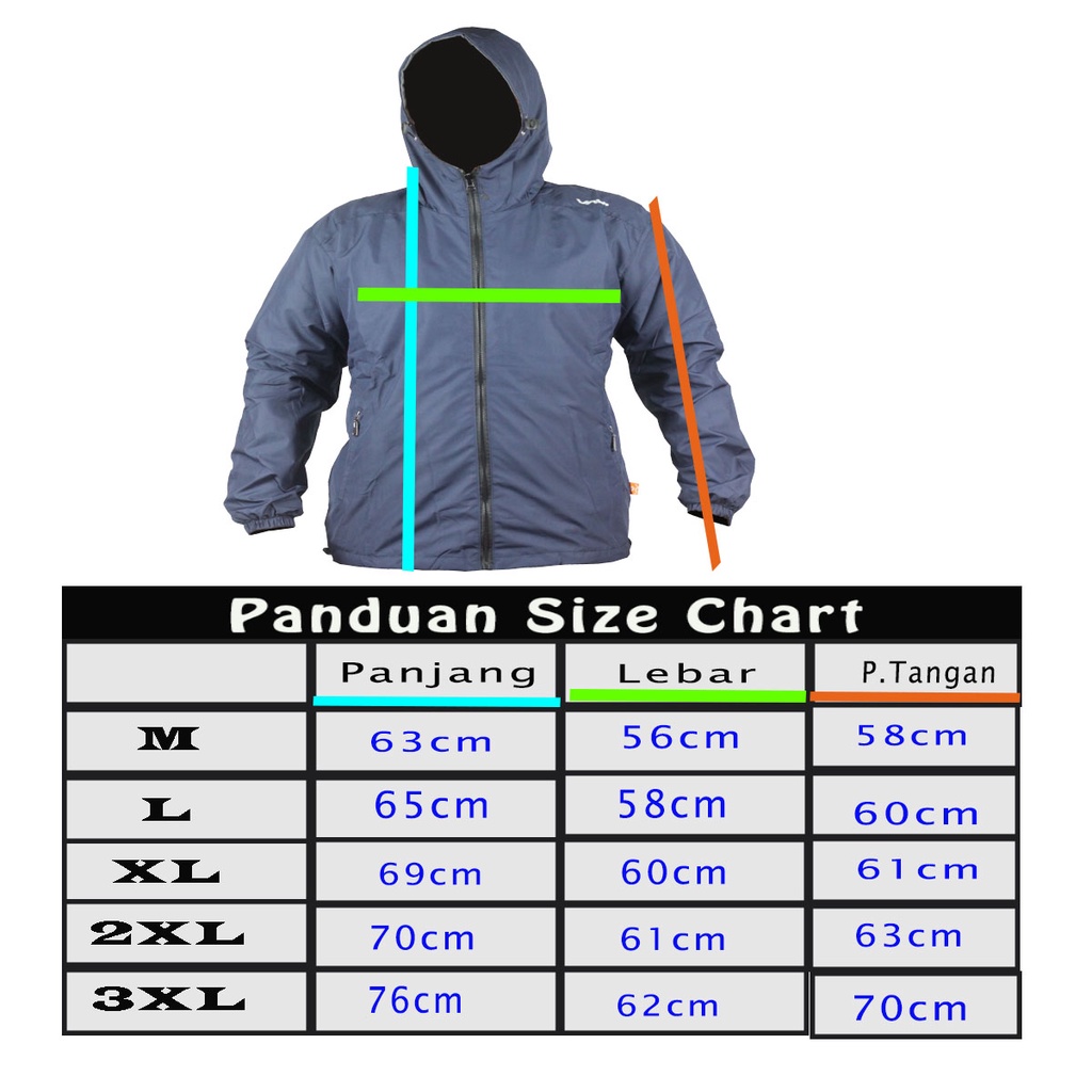 Jaket Parasut Pria Dan Wanita Waterproof Hoodie Jumbo Outdoor Distro Keren Murah