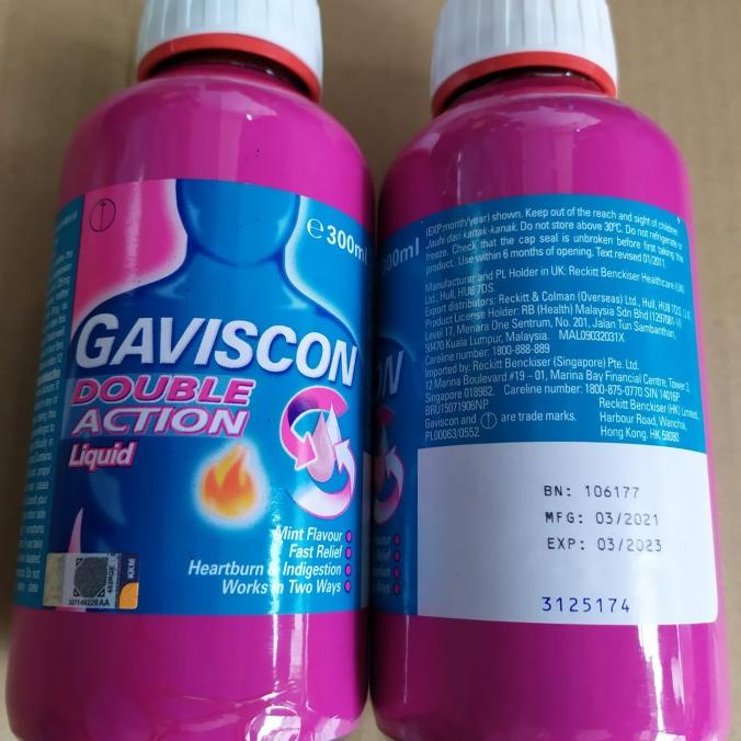 GAVISCON DOUBLE ACTION LIQUID 300 ML -IMPORT Obat Maag nyeri Lambung