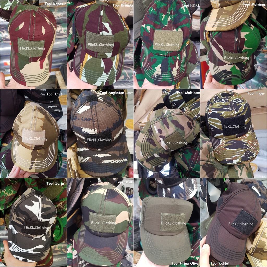 Topi Loreng Camo Army Malvinas Kopasus Perbakin Topi Polos Ripstop Paskhas Unifil Lebanon Digital Gu