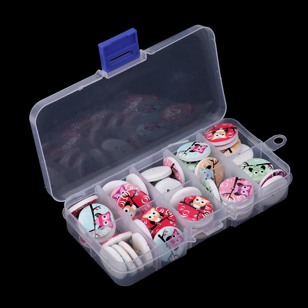 50pcs Kancing 2 Lubang Desain Kartun Burung Hantu Bahan Kayu Untuk