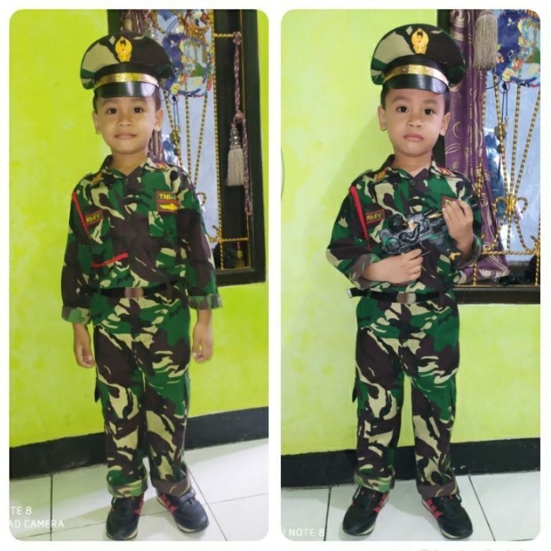 BAJU TNI AD ANAK DORENG/BAJU TNI AD ANAK Baju kostum karnaval profesi TENTARA/ABRI/DORENG