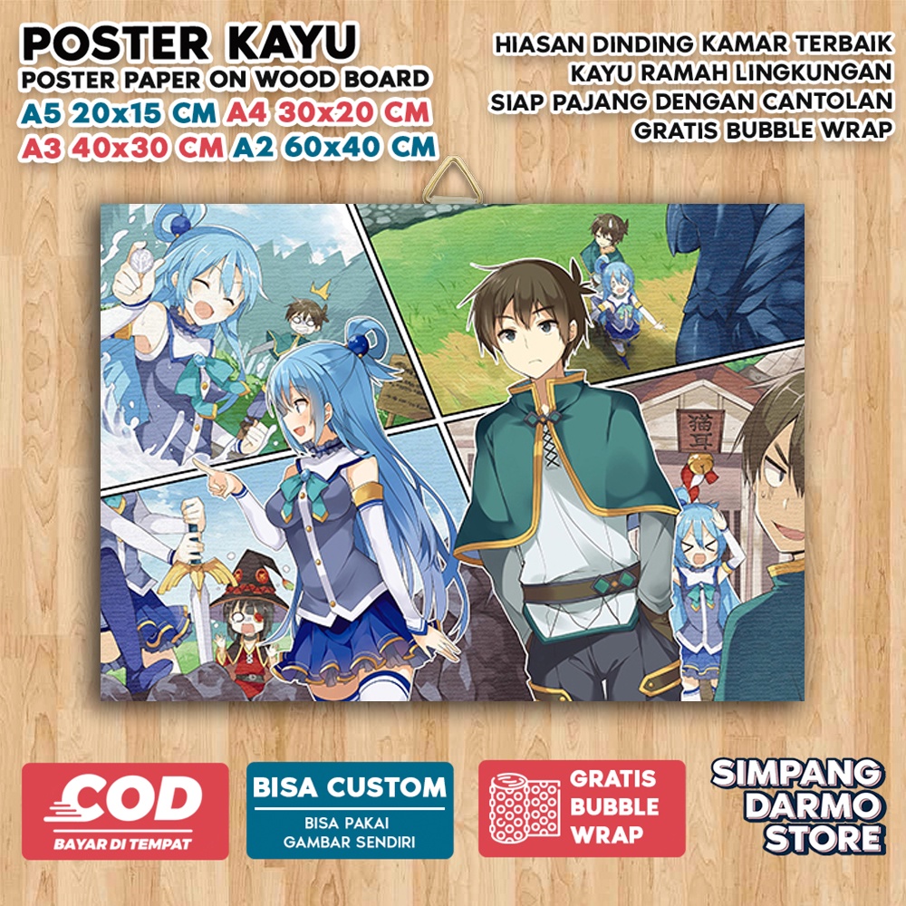 Jual Poster Kayu Konosuba Cute Aestehic Tema Anime Isekai Wibu Waifu