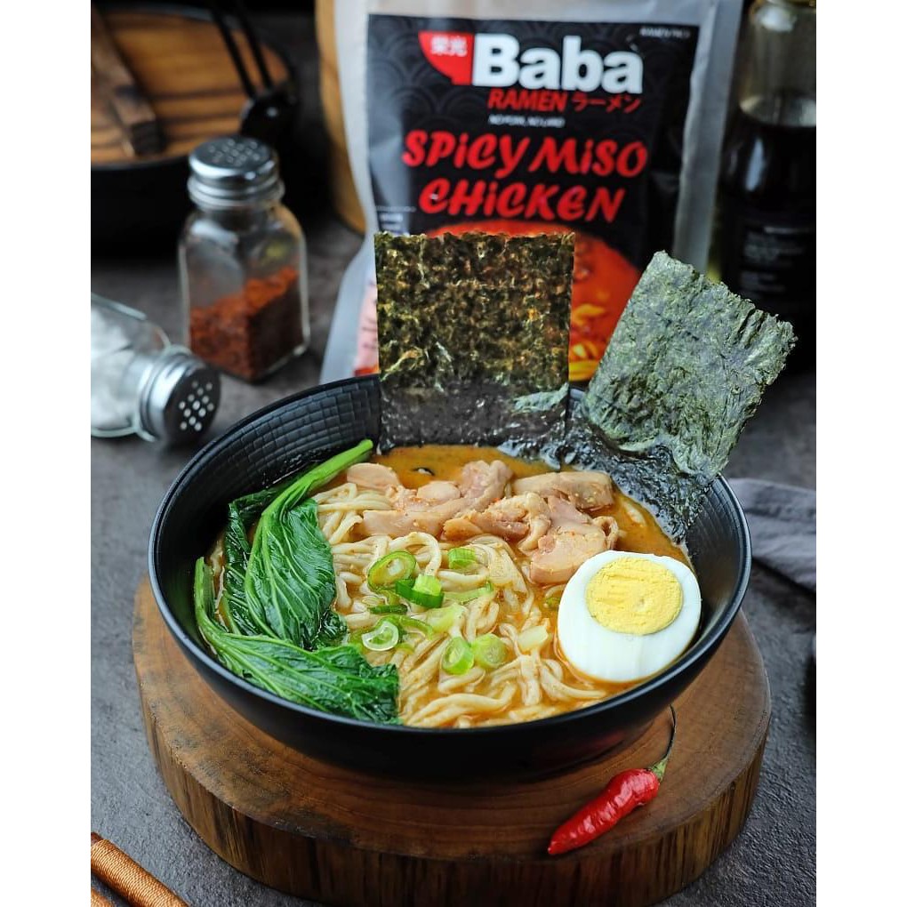 

Ramen Halal Spicy Miso Chicken Ramen Baba Ramen Frozen Food 190 Gram
